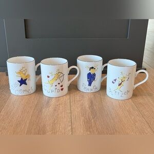Pottery Barn Set of Reindeer Themed Mugs